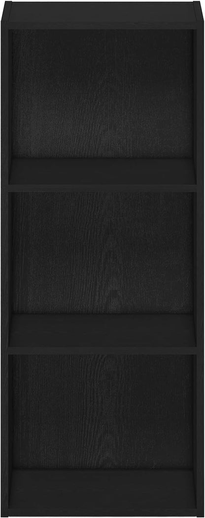 Furinno LUDER Book Shelf, 3-Cube Bookshelf, Bookcase with Open Shelves, 9.3 x 12 x 31.5, for Living Room, Bedroom, Home Office, Blackwood