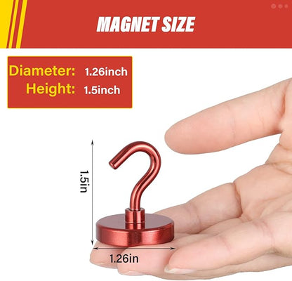 Neosmuk Magnetic Hooks, Heavy Duty 130lb+ Strong Magnet Hook for Cruise Cabins, Cruise Ship Essentials for Hanging, Metal Wall Refrigerator Hangers (Red, 10 Pack)