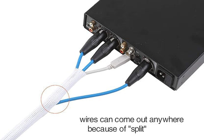 Alex Tech 6.6ft - 1.5 inch Cord Protector Wire Loom Tubing Cable Sleeve Split Sleeving for USB Cable Power Cord Audio Video Cable - Protect Cat from Chewing Cords - White