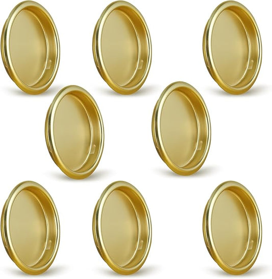 HOMOTEK 8 Pack Closet Door Finger Pull 2-1/16”, Easy Snap in Installation, Brushed Brass Finish, Fits a 5/16”Depth x 2-1/16" Diameter Opening Hole