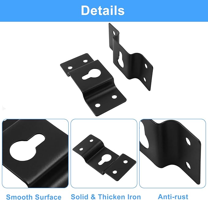 Piutouyar 20 Pcs Heavy Duty Keyhole Hangers, Metal Keyhole Bracket Hanger Accessories Fasteners with Screws for Picture Frames Mirrors Cabinet Box Audio Speaker Hanger Hook(Black, 71x30mm)