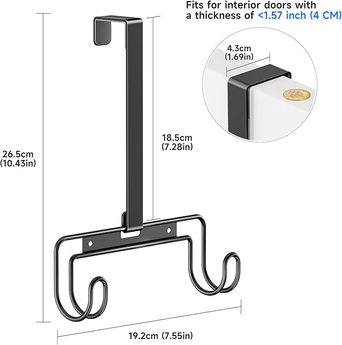 Ironing Board Holder Wall Mount/Over The Door Ironing Board Hanger, Laundry Rooms Metal Iron Board Holder Wall Mount for Y or T Leg (Black)