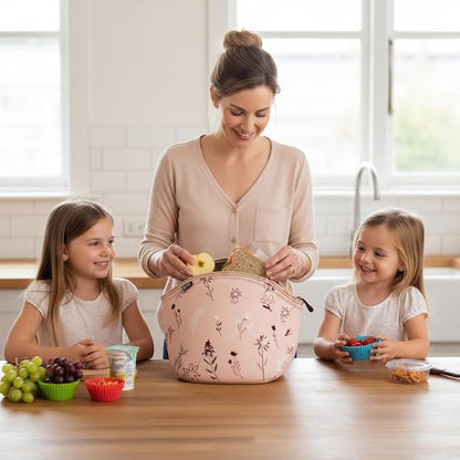 Built Gourmet Getaway Insulated Lunch Bag – Rose Floral Neoprene Tote with Soft Handles & Zipper, Reusable Food Carrier for Work, Travel, Picnics, Mother’s Day Present Lunch Tote