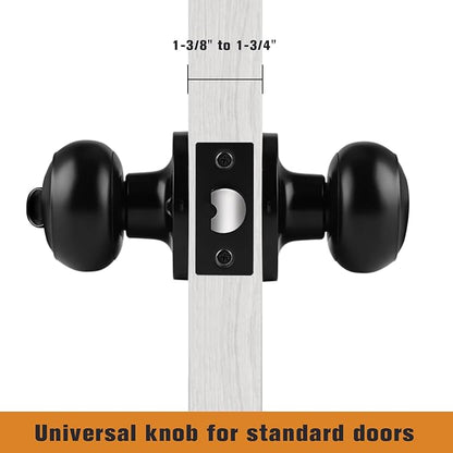 Probrico Black Door Knobs, Interior Door Knobs with Round Ball Knob, Matte Black Privacy Door Knob for Bedroom Bathroom, 12 Pack
