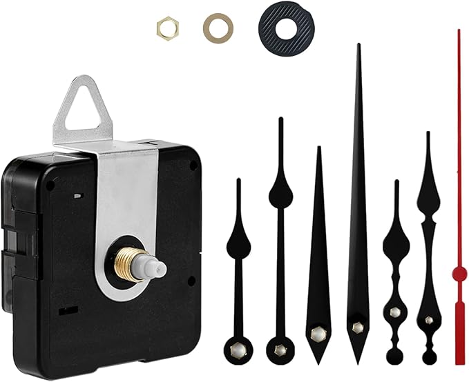 Clock Mechanism Replacement Battery Operated Silent Clocks Kit Include Clock Hands Second Hand DIY Repair Parts Shaft Length 12mm(15/32 Inches)