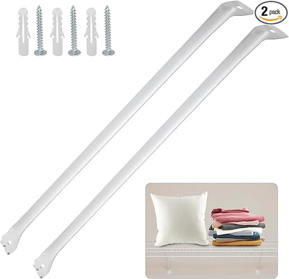 Uenhoy 2 Pack White 12 Inch Support Brackets for Wire Shelving, Wire Shelf Brackets Closet Shelf Bracket for Wardrobe Closet Support, with Anchors and Screws