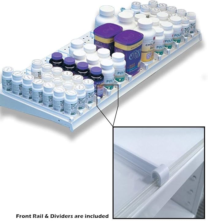 Retail Shelf Divider for Gondola, Wood or Glass Shelves - 5 48" L Front Rails & 100 10" D Dividers