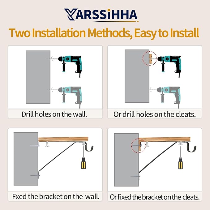 Yarssihha 2 Pack Adjustable Closet Rod Bracket, Wall Mounted Closet Shelf Bracket, Black Closet Rod Support Bracket with Screws