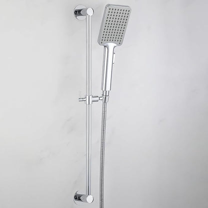Shower Slide Bar Adjustable Handheld Shower Head Holder Wall Mount - 30inch All-Metal Shower Head Slide Bar Compatible with Bathroom Drill Free Glue Installation - Polished Chrome