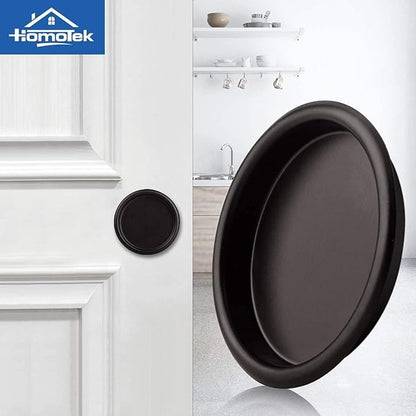 HOMOTEK 12 Pack Closet Door Finger Pulls, 2-1/16' Round Sliding Handles, Recessed & Cabinet Pulls, Easy Snap No Drill, Oil Rubbed Bronze