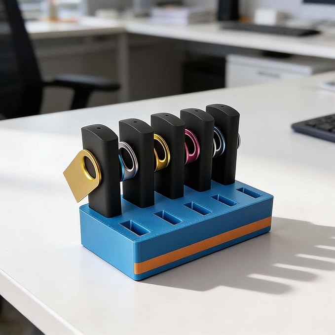 JBOS 10 Slot USB Flash Drive Holder Stand, Desktop Organizer Rack for Memory Sticks, Jump Drives & Electronic Accessories, Office Desk Storage, Mixcolor