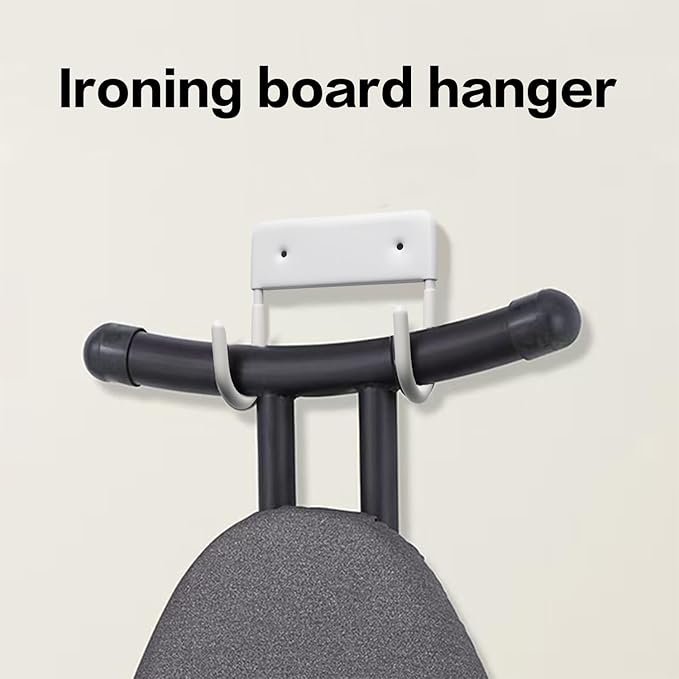 Ironing Board Holder Wall Mount, Heavy Duty Ironing Board Hanger for Laundry Room Organization, Space-Saving Wall Hook for Iron and Board Storage, Fits T & Y Style Iron Boards, White