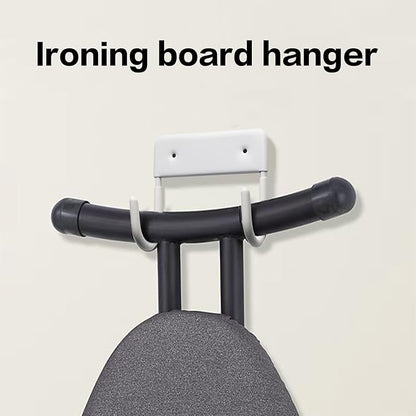 Ironing Board Holder Wall Mount, Heavy Duty Ironing Board Hanger for Laundry Room Organization, Space-Saving Wall Hook for Iron and Board Storage, Fits T & Y Style Iron Boards, White