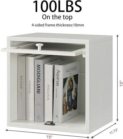FUSUNBAO Magic DIY Cube Storage Organizer Stackable Cubes for Home Books Clothes Toy-Modular Cubby Storage System-Office Cubical-Bookcase Closet(Pure White-Washed, Glass Door Cube)