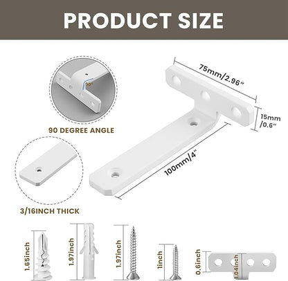 Alise White Shelf Brackets 4 Inch,Heavy Duty Floating Shelf Bracket Mounting Brackets,Hidden L Brackets for Shelves,Metal Decorative Shelf Brackets Wall Shelf Supports Brackets DIY,Pack of 4