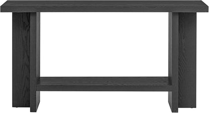 60-Inch Long Vintage-Inspired ConsoleTable with T-Leg Design, 2-Tier Entryway Table Sofa Table with Storage for Study, Entryway, Hallway, Living Room (Black-V19)