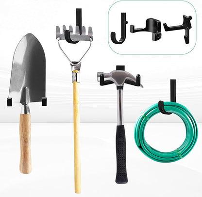 30 Pcs Storage Shed Tool Hooks Shed Accessories Compatible with Suncast/Craftsman J/U/V Shaped Tool Hanger Shelves Garden Garage Storage Organization Accessories for Hanging Shovel Rake(Black)