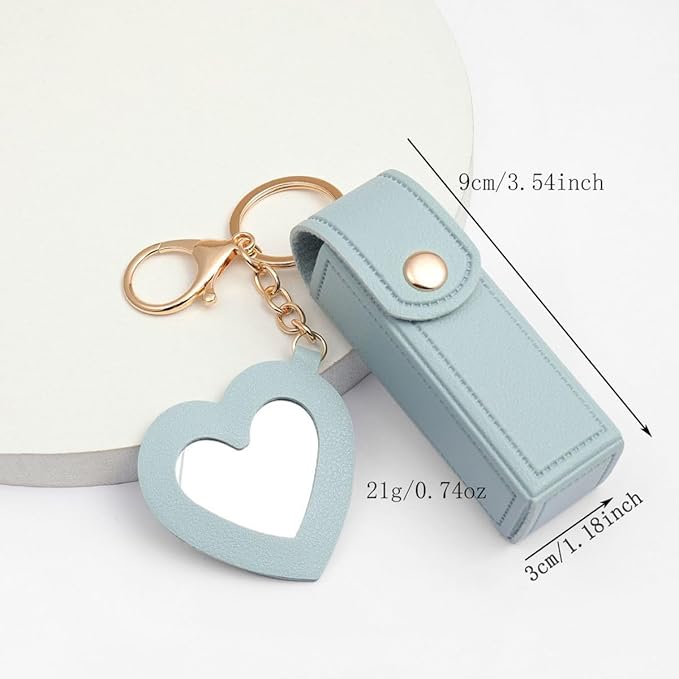 5 PCS Lipstick Holder Keychain PU Leather Potable Chapstick Holder with Mirror Soft Lip-Balm Holder Travel Storage Case Lipstick Pouch Mini for Perfume Fingernail Polish Valentine's Day Present