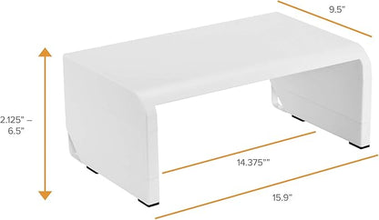 Bostitch Office Konnect Adjustable Monitor Stand Riser, 4 Height Adjustments, Built-In Cable Management, Rubber Feet - White