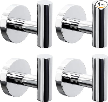 Kruodop Towel Hooks for Bathroom,4 Packs Wall Mount Towel Holder,Black Matte Wall Robe Hook,Stainless Steel Heavy Duty Door Hanger Towel Hook for Kitchen, Bedroom,Hotel,Pool,Coats
