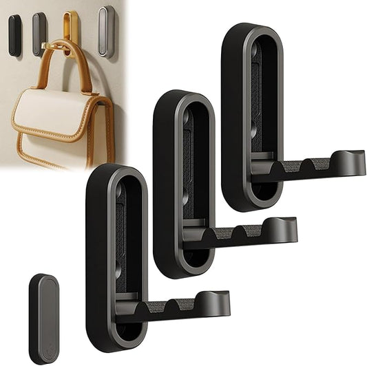 Heavy Duty Wall Hooks - 3pcs Black Metal, Matte Finish, No Drill, Suitable for Wall, Bathroom, Coat, Towel Holder