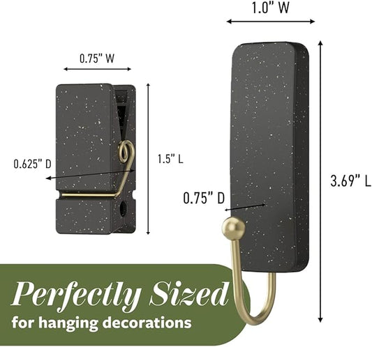 Command Mixed Hooks Pack, 10 Soot, 12 Strips (2 Medium Hooks, 8 Spring Clips), for Hanging Christmas Decorations