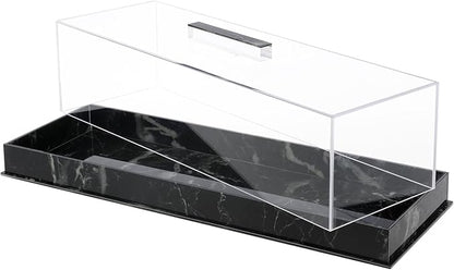 Rectangular Cake Tray with Lid, 14"x5" Acrylic Clear Cake Stand Platter, Marbleized Bakery Display Case Reusable Dessert Display Case Cake Tray for Countertop Cakes