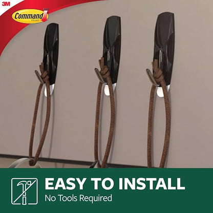 Command Outdoor Medium Black Wire Toggle Hooks, 2 Hooks and 3 Strips, Damage-Free Hanging Wall Hook for Hanging Outdoor Wall Decor with Weather Resistant Strips, Holds up to 2 lb