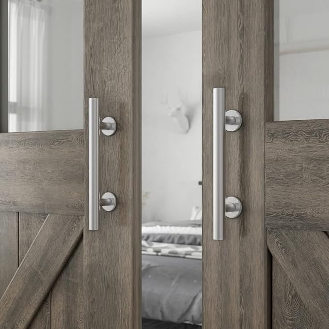 SMARTSTANDARD 12" Barn Door Handles 2PCS,Sliding Barn Door Pull Handle Stainless Steel,Heavy Duty Large Rustic Two-Side Design for Gates Garages Sheds Furniture Round
