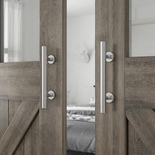 SMARTSTANDARD 12" Barn Door Handles 2PCS,Sliding Barn Door Pull Handle Stainless Steel,Heavy Duty Large Rustic Two-Side Design for Gates Garages Sheds Furniture Round