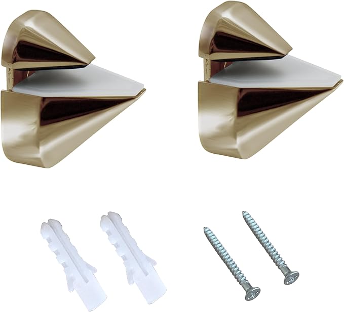 Dulles Glass Floating Shelf Brackets, Adjustable Clamps Heavy Duty, Brushed Nickel, For Glass, Wood, Acrylic Wall Mounted Shelf Support. 2 Pack.