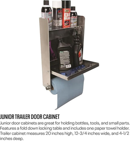 Speedway Motors Deluxe Junior Trailer and Garage Organizer Kit, All Aluminum Storage System with Strap Rack, Cord Holder, Spray Can Shelf, Fuel Jug Rack and Door Cabinet