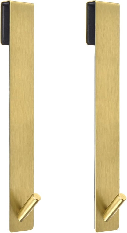 Shower Door Hooks(10 Inch),Extended Over Door Hooks for Bathroom Frameless Glass Shower Door,Stainless Steel Towel Hooks,Heavy Duty Rack Hooks for Robe,Towel-2 Pack-Gold