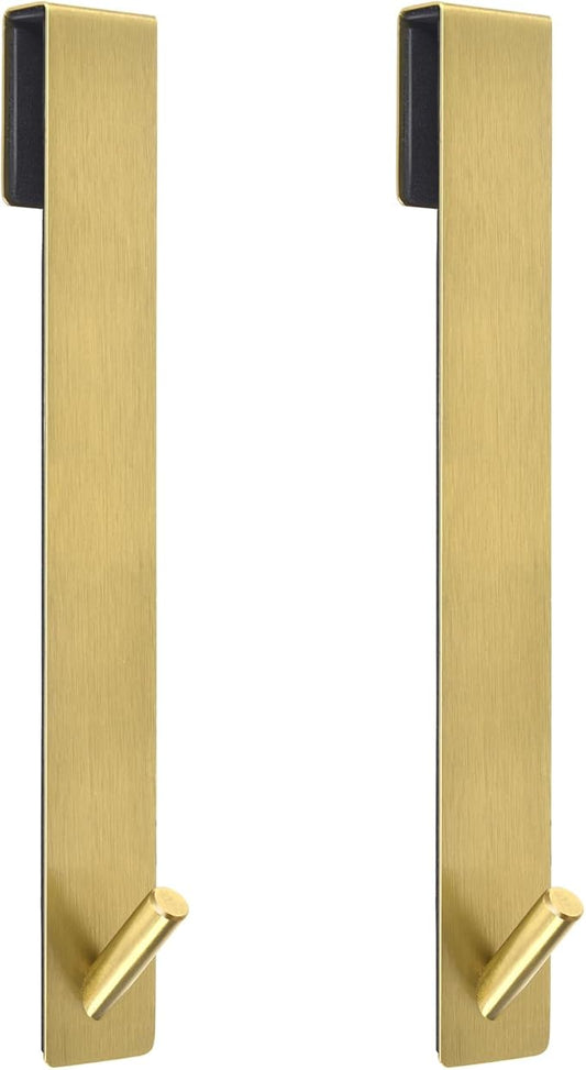 Shower Door Hooks(10 Inch),Extended Over Door Hooks for Bathroom Frameless Glass Shower Door,Stainless Steel Towel Hooks,Heavy Duty Rack Hooks for Robe,Towel-2 Pack-Gold