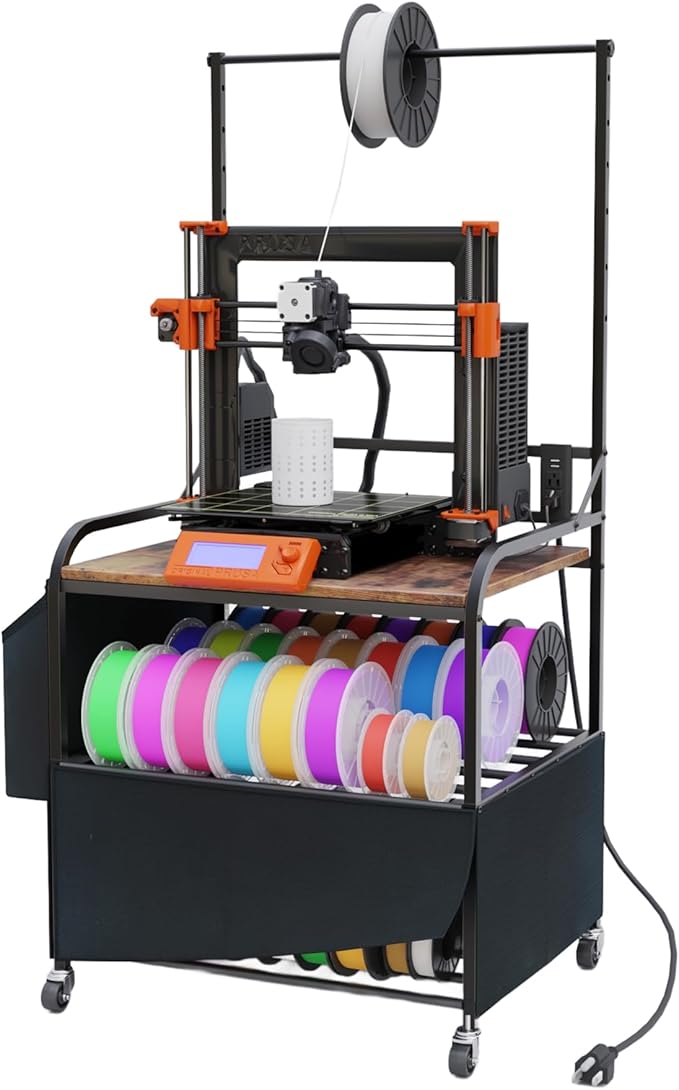 3D Printer Stand with Filaments Storage, 3D Printer Table with Storage, Heavy Duty Rolling 3D Printer Stand with 2-Tier Dustproof Shelves, Table for 3D Printer for Workshop Studio Office
