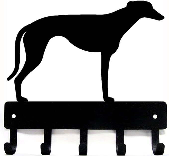 Greyhound Key Holder for Wall - Small 6 inch Wide with 5 Hooks - Made in USA