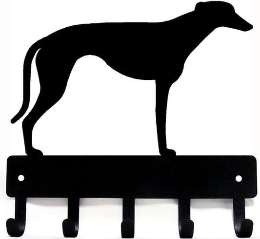 Greyhound Key Holder for Wall - Small 6 inch Wide with 5 Hooks - Made in USA