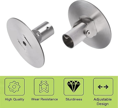 Shower Curtain Rod Bracket, 2Pcs 26mm Inner Diameter Titanium Steel Shower Curtain Rod Single Swivel Flange Curtain Rod Wall-Mount Bracket with Screws (Silver)