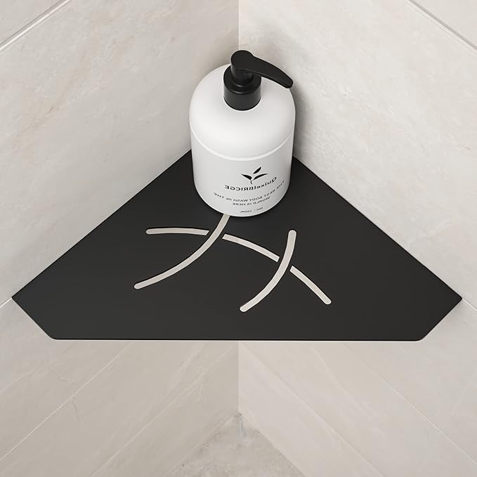 Corner Shower Shelf 10", Matte Black 304 Stainless Steel Pentagonal Corner Shelf, Grout in Bathroom Storage Shampoo Holder Organizer Shelf 2 Pack