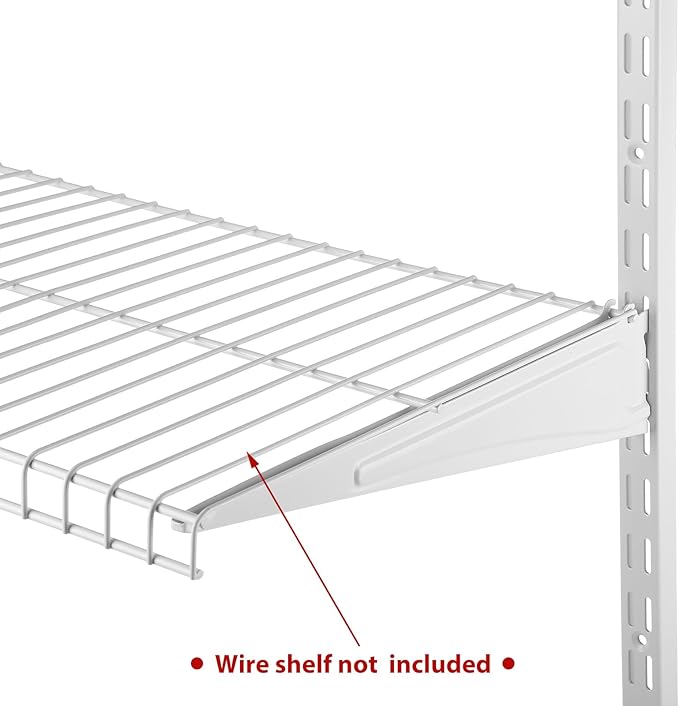 47.5 Inch Twin Rail Upright Wall Shelving System with 12 Inch Locking Shelf Bracket Adjustable Closet System Heavy Duty Metal Support for Deep Wire Shelving Closet (16 Pcs)