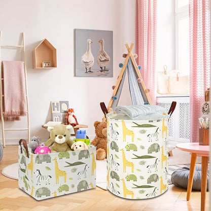 Kids Laundry Hamper,Green Laundry Basket,Baby Nursery Hamper,Waterproof Storage Bin,Clothes Organizer Basket,Room Decor(Green Animal)