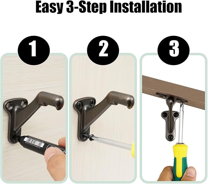 Hardware,3 Pack,3" Heavy Duty handrail Bracket Oil Rubbed Bronze,Stair Railing Bracket DIY Easy Installation Hardware