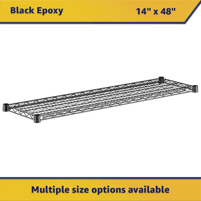 2-Pack Black 14" x 48" Additional Wire Shelf for Shelving Units, Replacement Shelves for Wire Rack