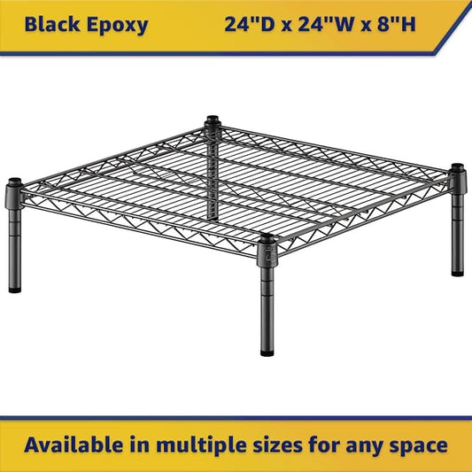 24" x 24" x 8" Black Epoxy Wire Storage Shelf, Dunnage Rack, Commercial 1 Tier Small Shelf