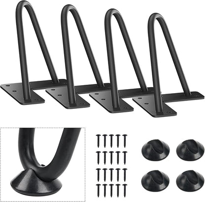 SMARTSTANDARD 7 Inch Heavy Duty Hairpin Furniture Legs, Metal Home DIY Projects for TV Stand, Sofa, Dresser with Rubber Floor Protectors Black 4PCS