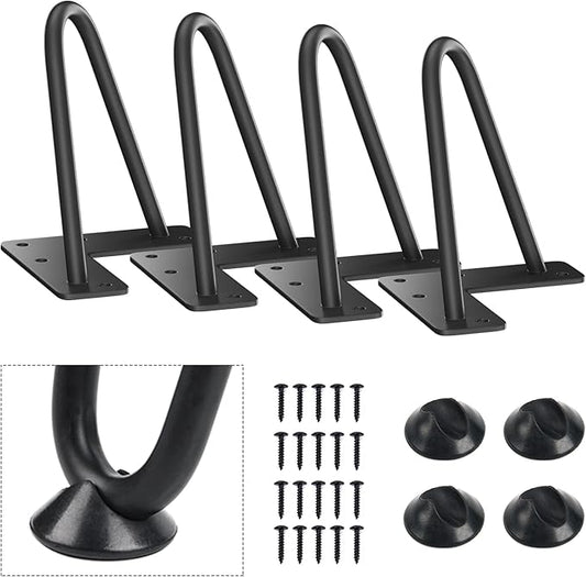 SMARTSTANDARD 7 Inch Heavy Duty Hairpin Furniture Legs, Metal Home DIY Projects for TV Stand, Sofa, Dresser with Rubber Floor Protectors Black 4PCS
