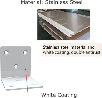 White Stainless Steel Corner Bracket,Joint Right Angle Bracket,L Shape Heavy Duty Metal Corner Brace Hardware Brackets Supporter for Wood Aufuga (10, 2x2x2)