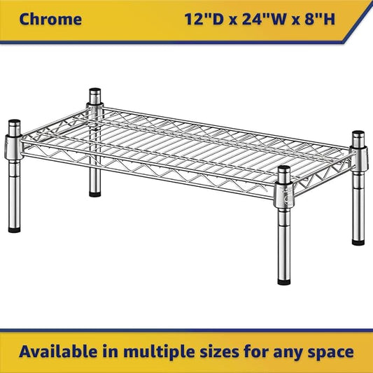 12" x 24" x 8" Chrome Wire Storage Shelf, Dunnage Rack, Commercial 1 Tier Small Shelf