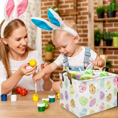 FXOLCSHE Rectangular Easter basket,Laundry Hamper,Kids Toy Storage Basket for baby Bedroom,Kids Storage Bin,Toy Gift Organizerm,Home Decor(Love egg)