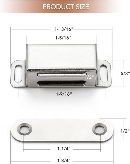 Ravinte 30 Pack Silver Magnetic Door Catch, Brushed Satin Nickel Cabinet Magnets, Strong Magnetic Catch Latch for Kitchen Cabinets, Drawers & Cupboards, Stainless Steel Closures